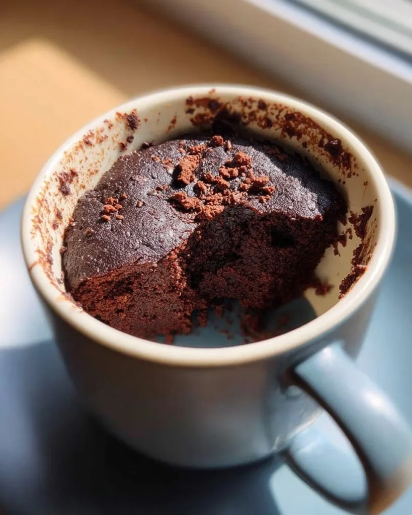 Single serve protein brownie made in microwave for a quick and healthy snack