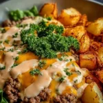 Smash Burger Bowl topped with fresh ingredients and sauces