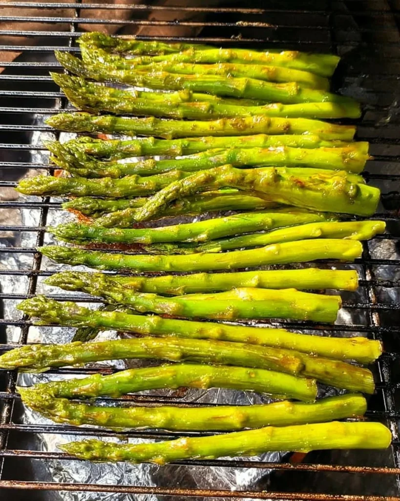 Delicious smoked asparagus served as a healthy side dish