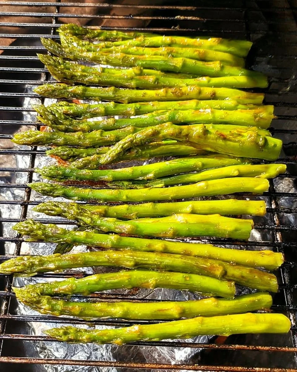Delicious smoked asparagus served as a healthy side dish