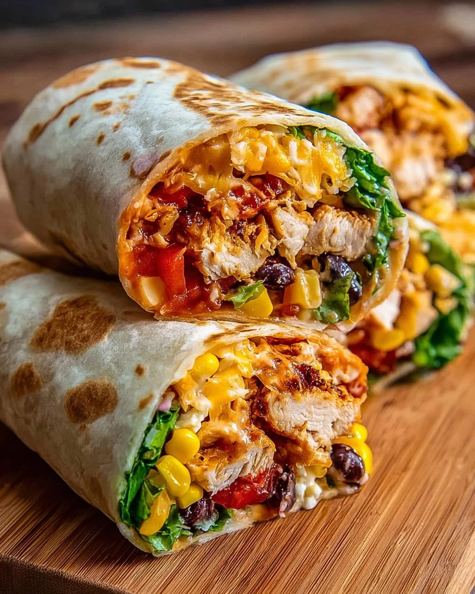 Delicious Southwest Chicken Wrap filled with fresh ingredients and spices