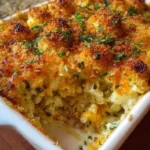 Spicy jalapeno popper cauliflower casserole served in a dish.