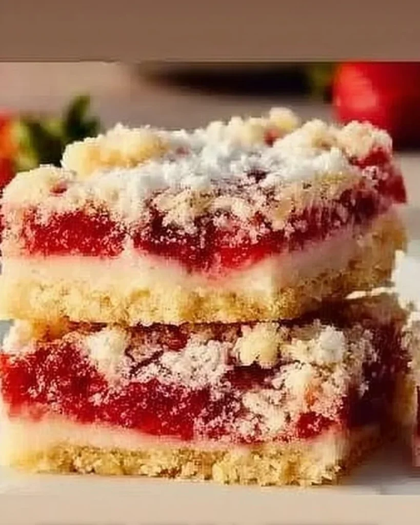 Delicious strawberry shortcake bars served on a plate