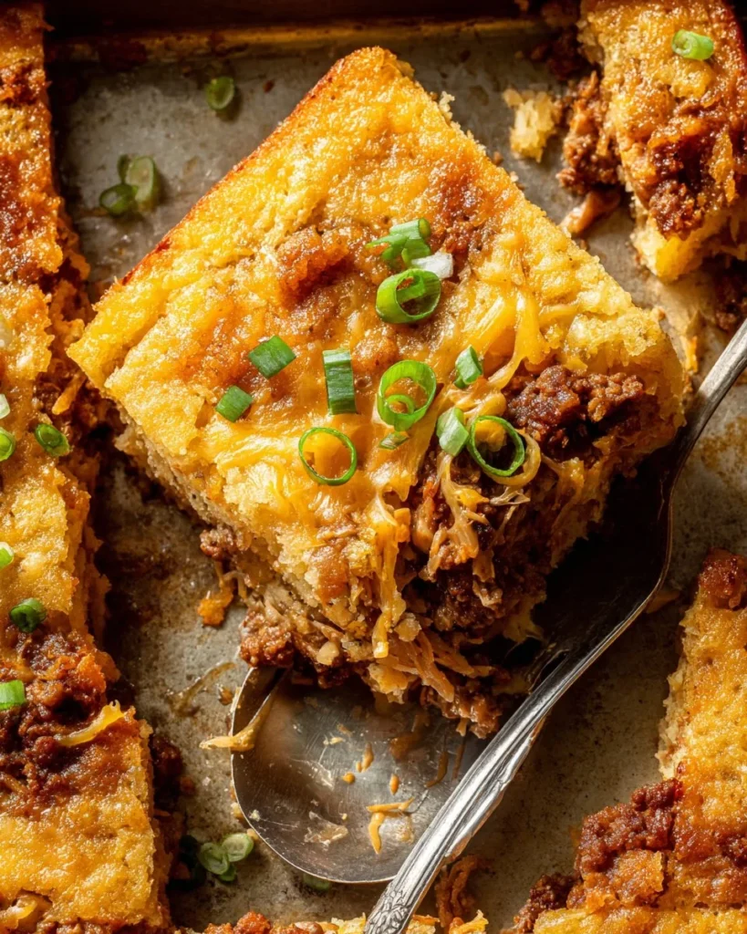 Delicious Taco Bake casserole topped with cheese and fresh ingredients.