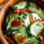 Delicious Thai cucumber salad served alongside satay dish.