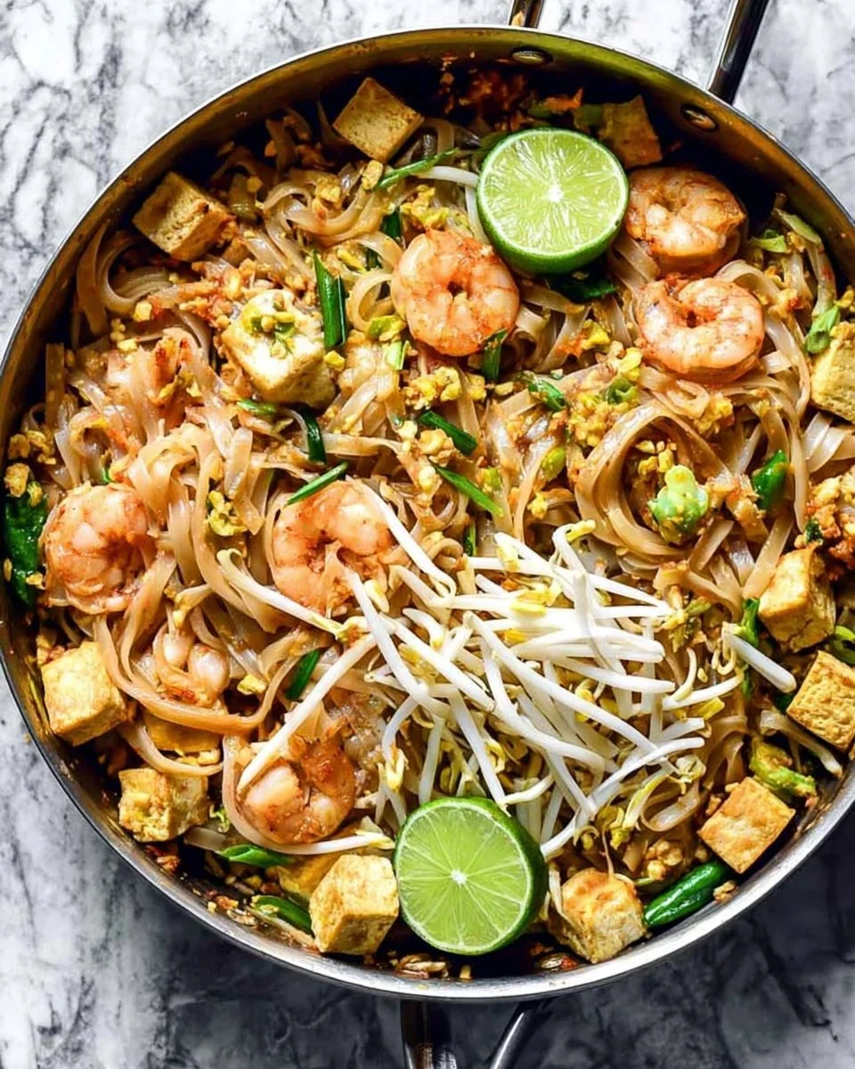 Authentic Pad Thai dish with high protein, perfect for healthy meal prep