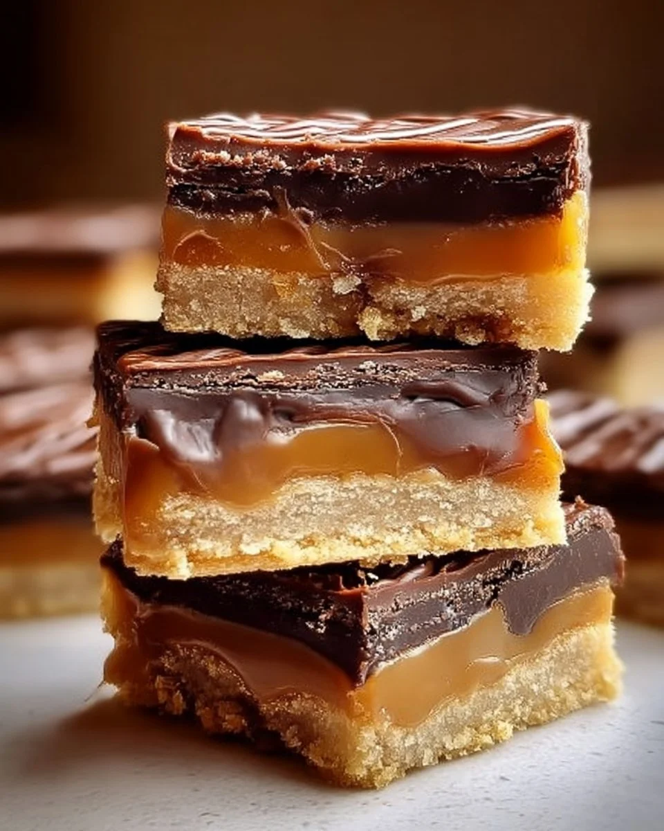 Delicious Twix Cookie Bars with chocolate, caramel, and cookie layers