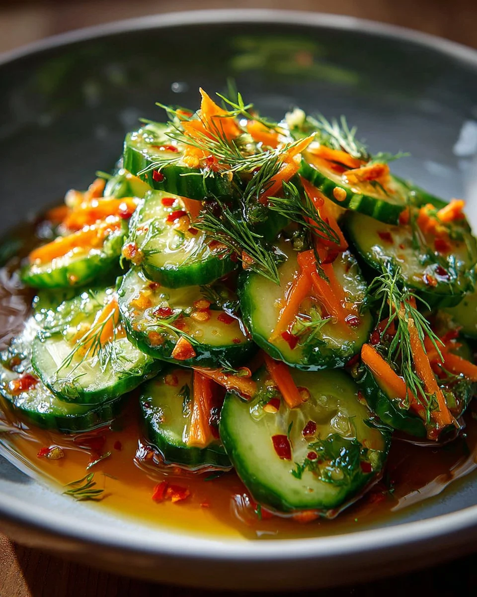 Zesty pickled salad featuring colorful vegetables in a tangy vinaigrette