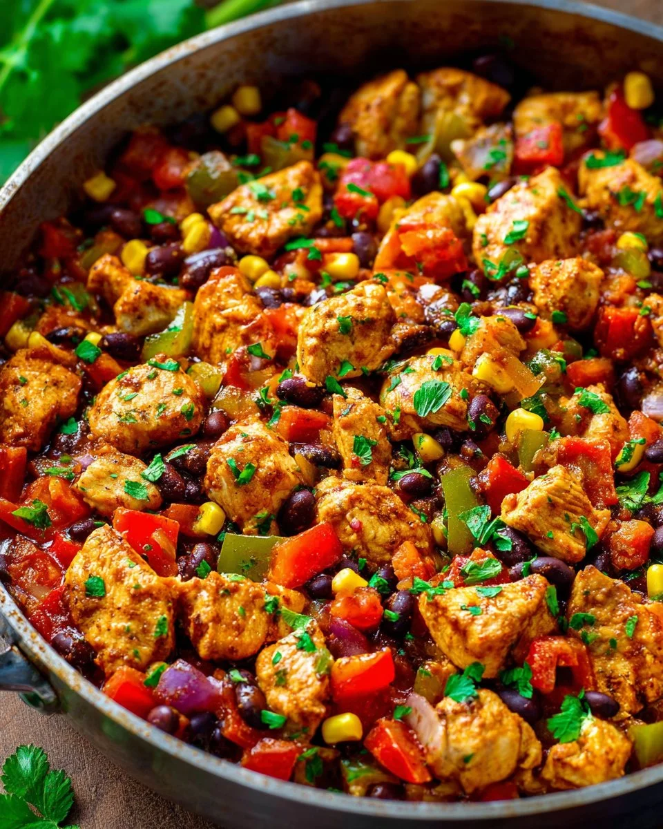 15-Minute Southwestern Chicken and Black Bean Skillet meal ready to serve