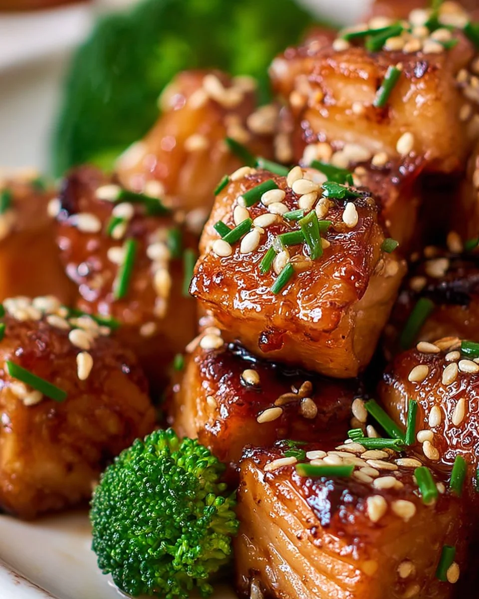 Crispy air fryer salmon bites served with a dipping sauce