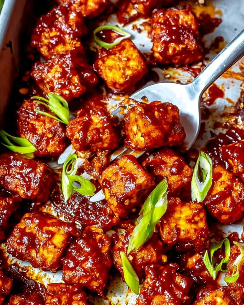 Grilled BBQ Tofu with a smoky glaze on a plate ready to be served
