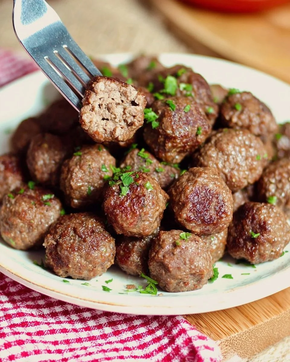 Plate of homemade vegan meatballs with fresh herbs and tomato sauce