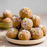 Delicious birthday cake protein balls topped with colorful sprinkles