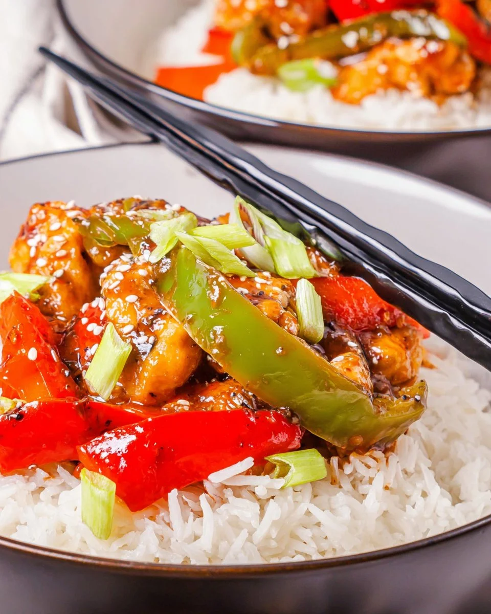 Delicious Black Pepper Chicken garnished with fresh herbs and spices