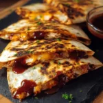 Blackstone Hot Honey BBQ Chicken Quesadillas deliciously grilled and served