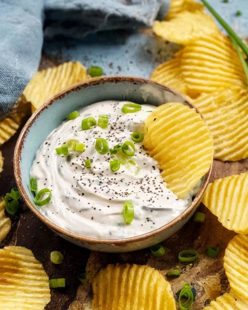 Creamy high-protein clam dip served with crackers and veggies