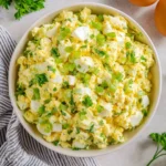 Healthy cottage cheese egg salad with fresh herbs and spices
