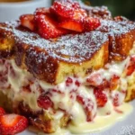 Creamy Strawberry Cream Cheese French Toast Bake fresh out of the oven