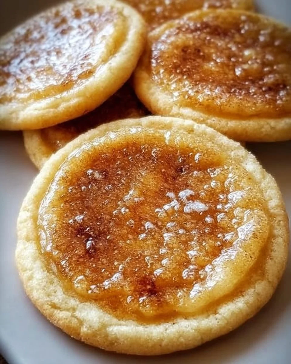 Delicious creme brûlée cookies with a creamy texture and caramelized sugar topping.