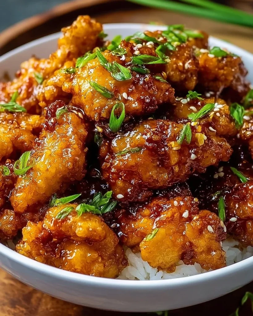 Crispy Hawaiian Garlic Chicken garnished with herbs on a plate