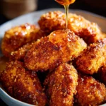 Crispy hot honey chicken served with a side of dipping sauce
