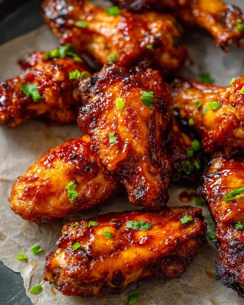 Crispy oven baked chicken wings ready to be served with dipping sauce.