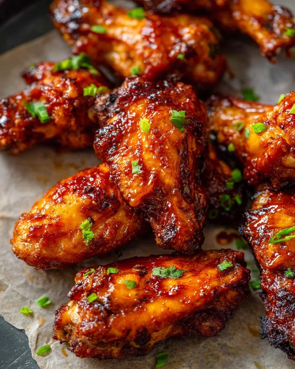 Crispy oven baked chicken wings ready to be served with dipping sauce.
