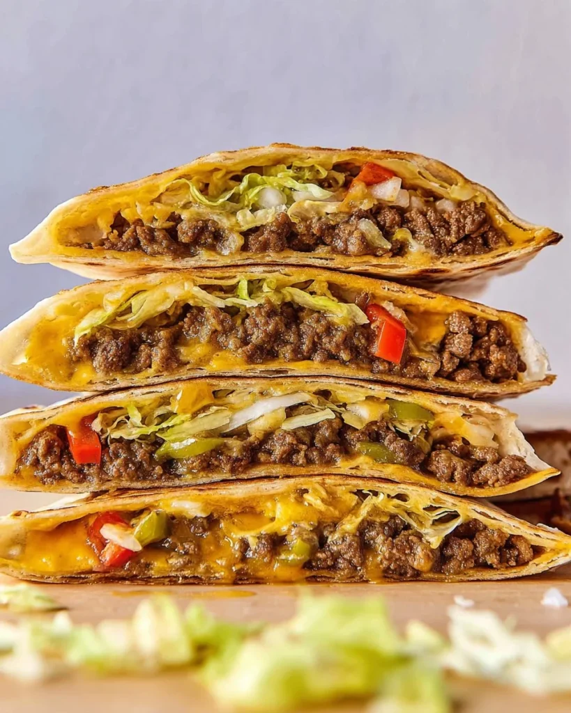 Delicious Crunchwrap Supreme with layers of flavors and ingredients.