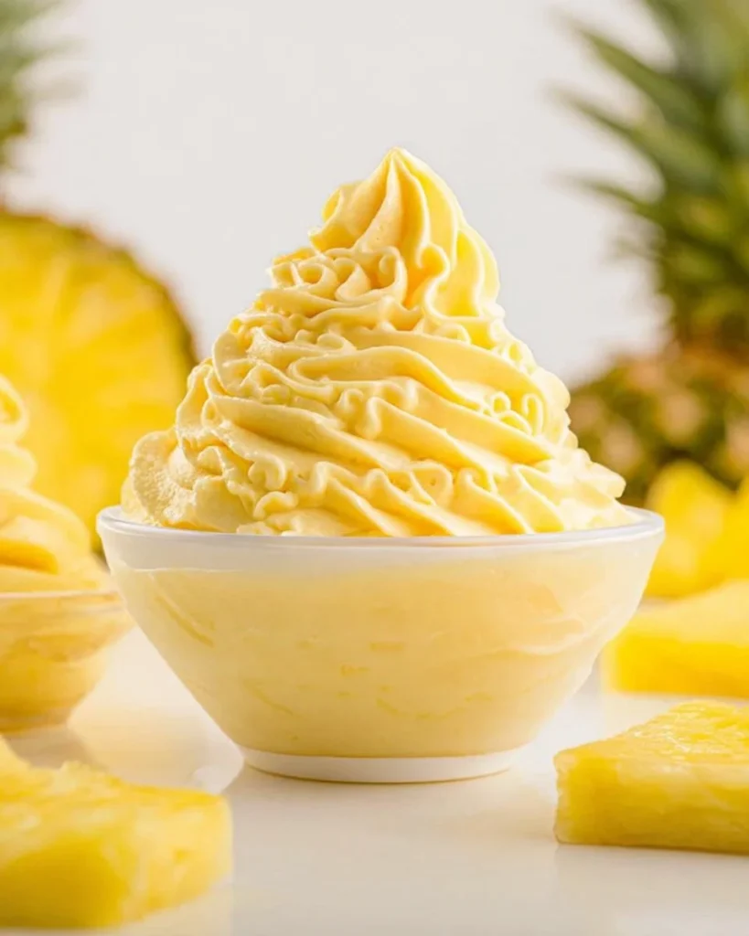 Refreshing Dole Whip dessert served in a cup, tropical treat
