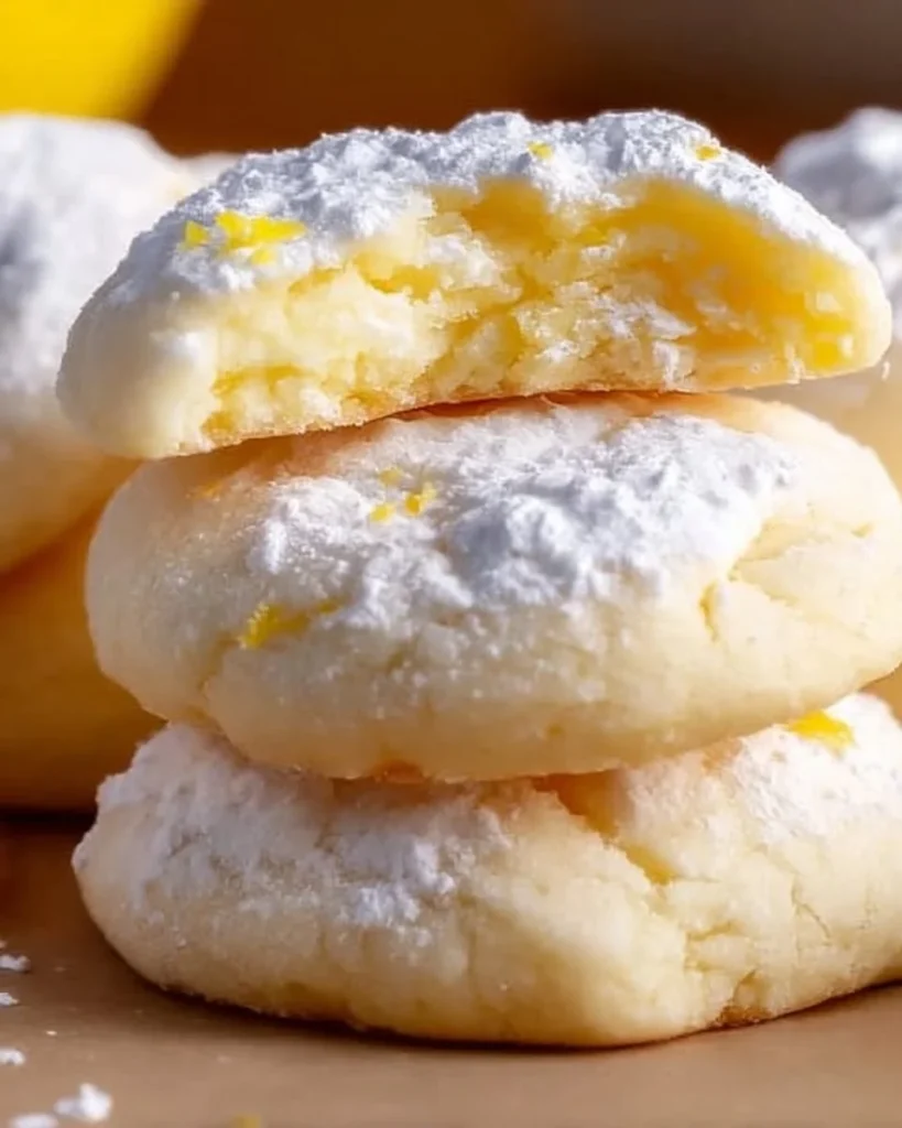 Easy lemon meltaway cookies ready to be enjoyed with a cup of tea.