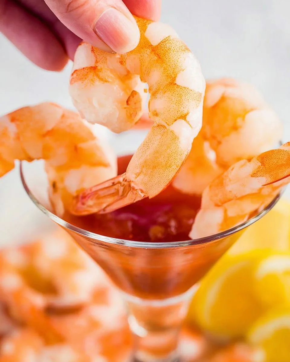 Delicious easy shrimp cocktail served with zesty sauce