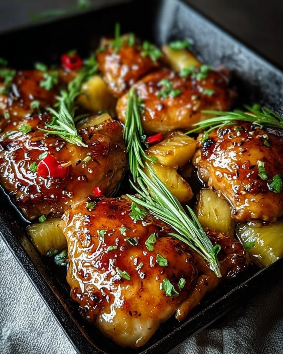 Delicious Hawaiian Pineapple Glazed Chicken with vibrant pineapple slices