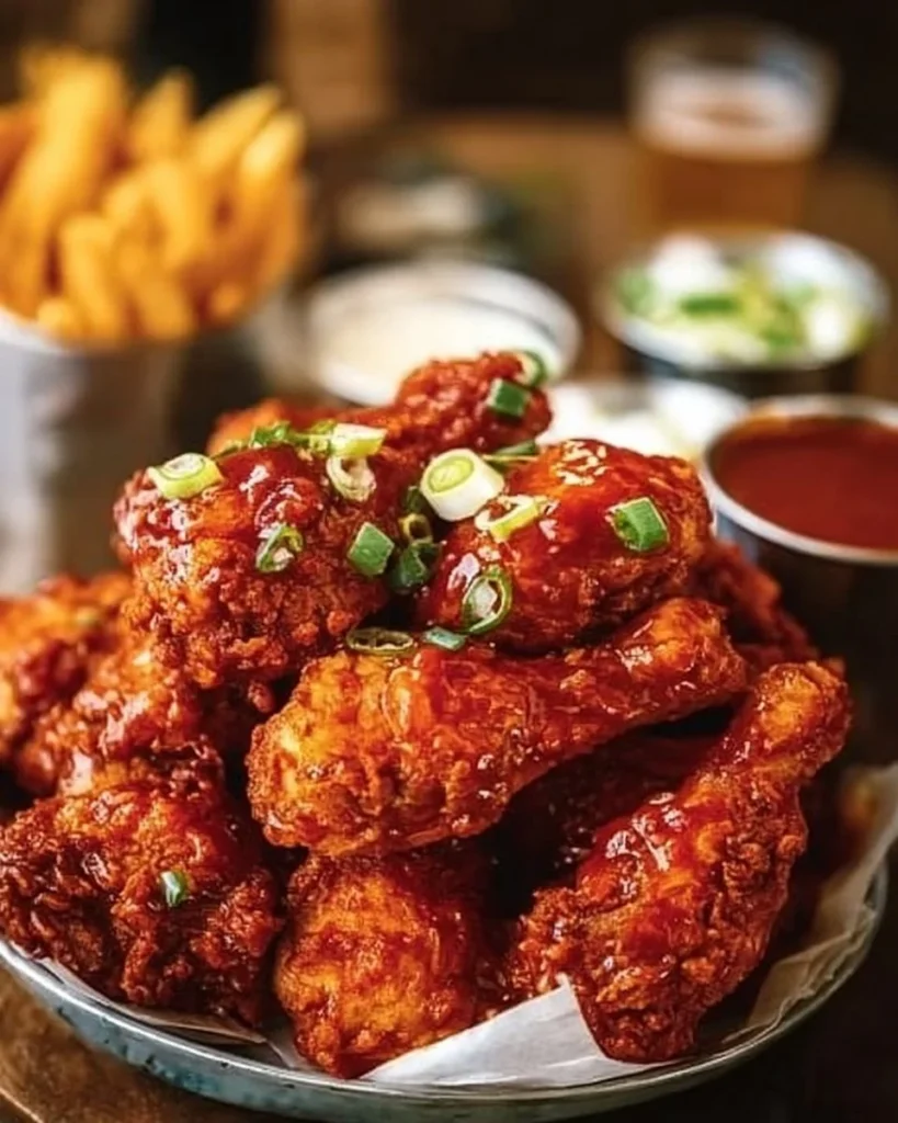 Delicious hot chicken served with spices and sides