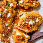 Delicious Hot Honey Feta Chicken dish garnished and ready to serve