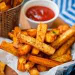 Crispy homemade yam fries made from yellow yams