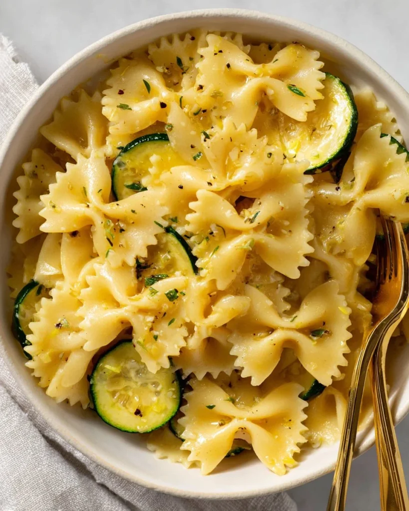 Lemon Bowtie Pasta with fresh herbs and zest for a vibrant meal.