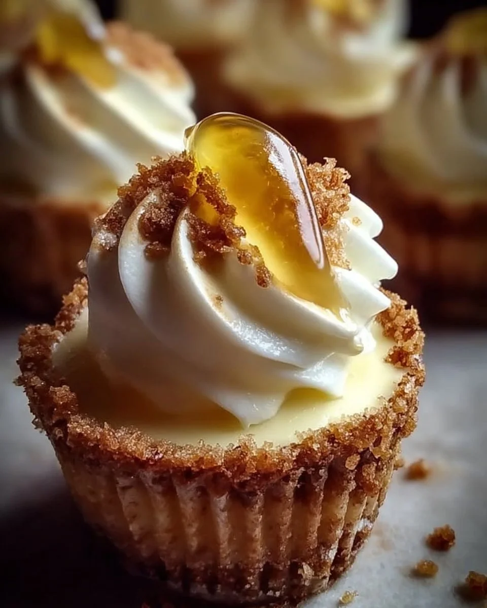 Delicious Lemon Meringue Cheesecakes topped with fluffy meringue and fresh lemon slices.
