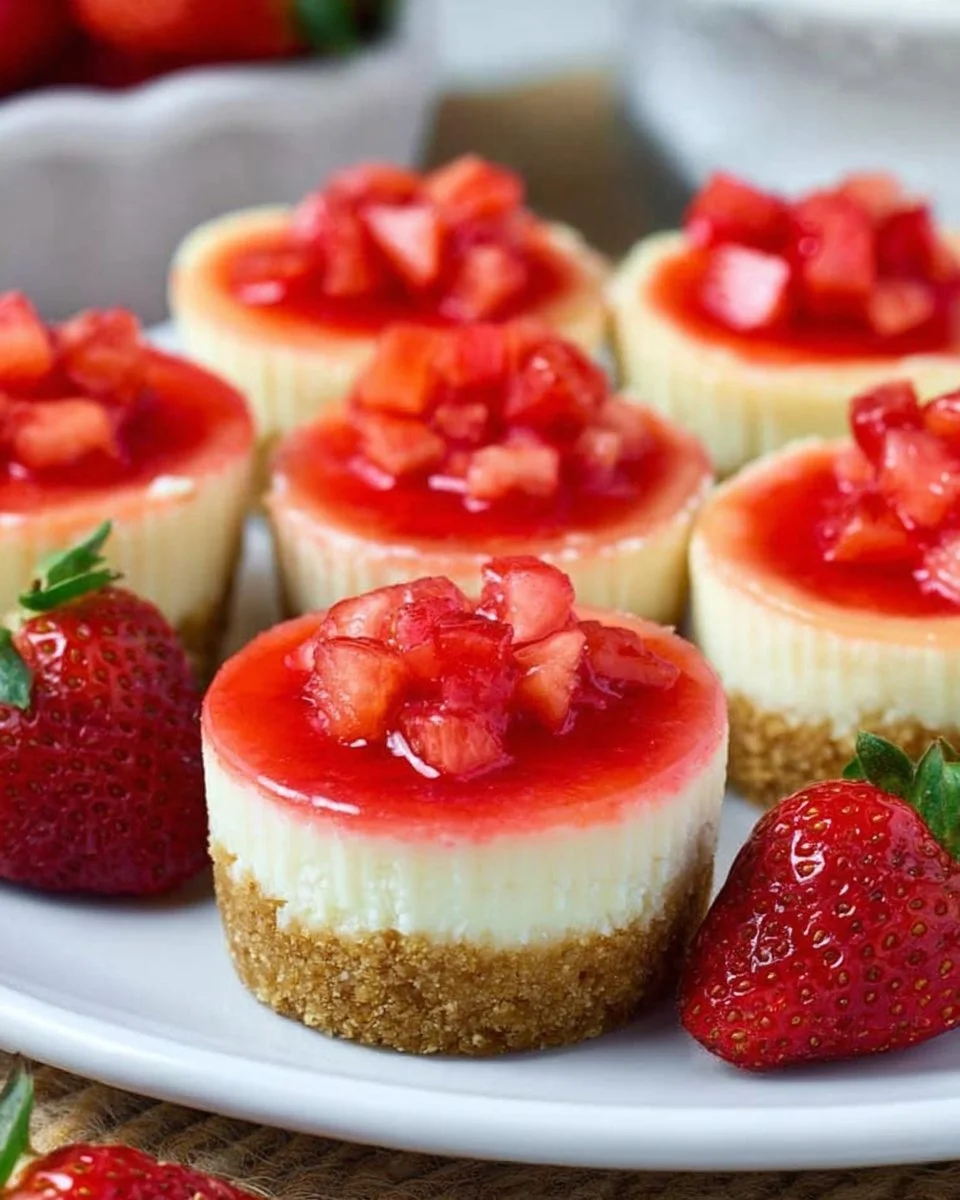 Delicious mini cheesecakes topped with fresh berries on a dessert platter