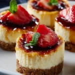 Mini Crème Brûlée Cheesecakes topped with caramelized sugar.