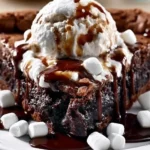 Delicious Mississippi Mud Brownie Pie with chocolate and marshmallows