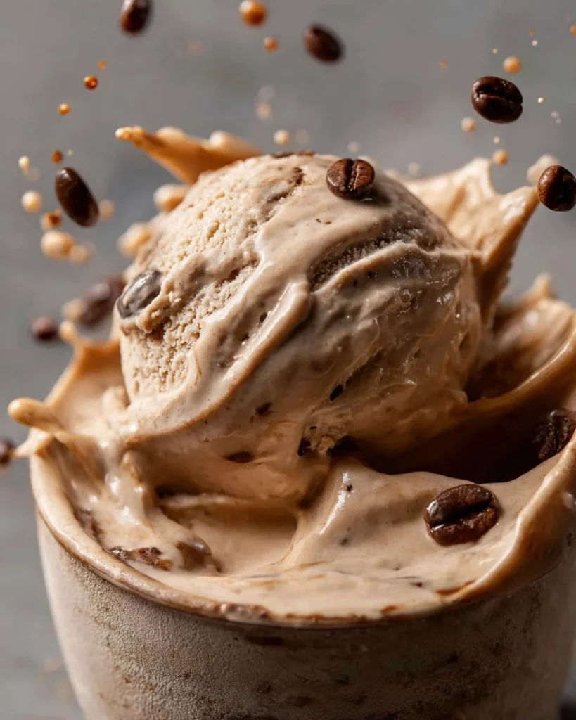 Delicious Ninja Creami Mocha Espresso Protein Ice Cream in a bowl.