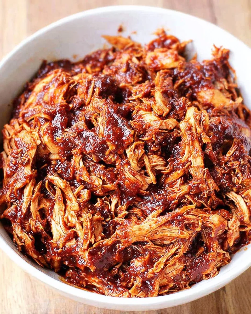 Oven-baked pulled chicken served with flavorful sides