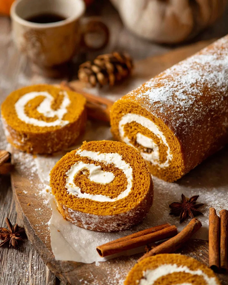 Delicious Pumpkin Roll with cream cheese filling and autumn spices