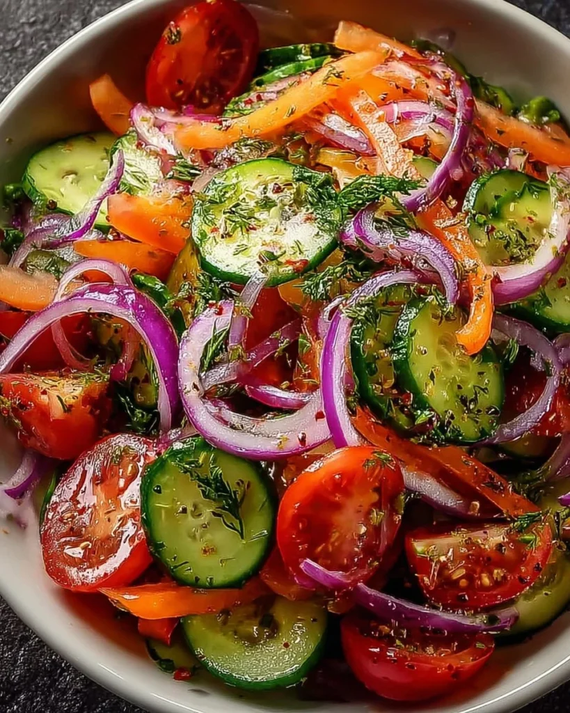 Quick veggie salad with fresh vegetables for a healthy meal