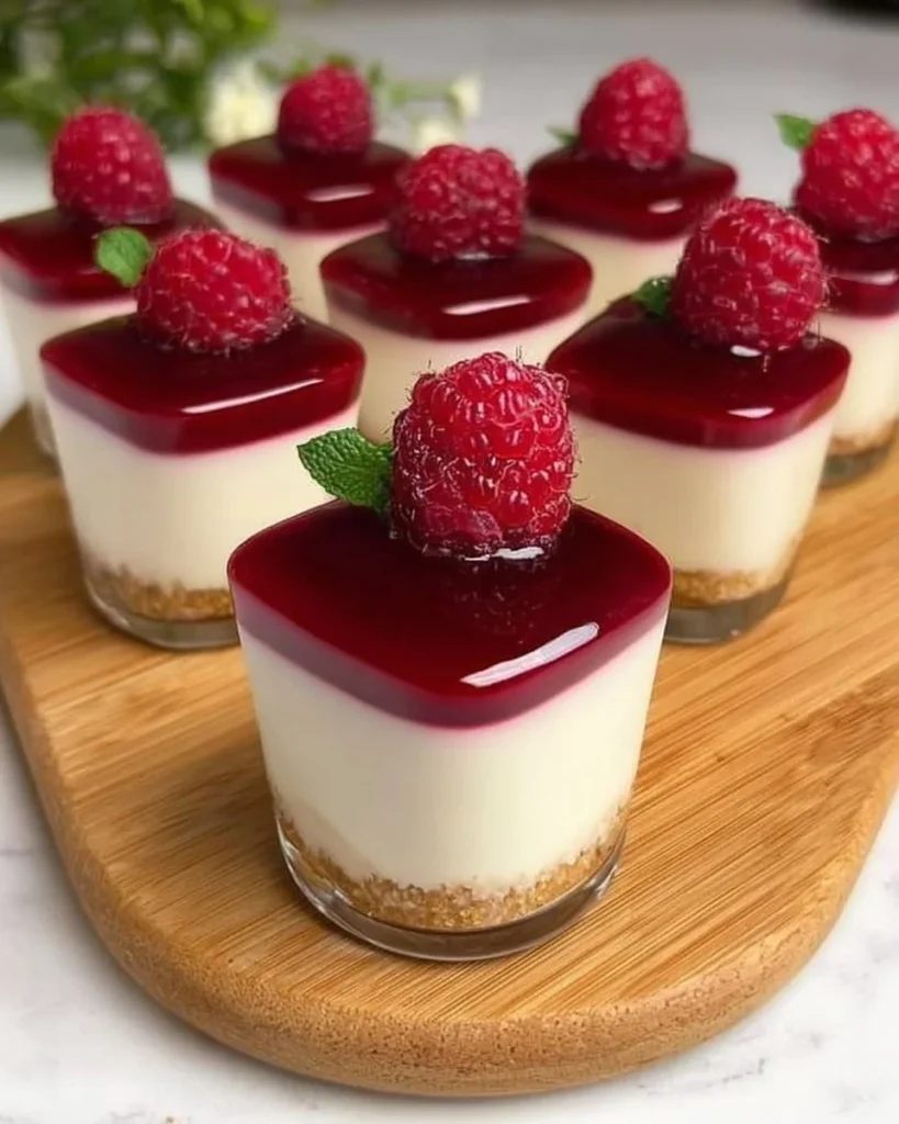Delicious Raspberry Cheesecake in a Jar dessert with fresh raspberries and creamy layers