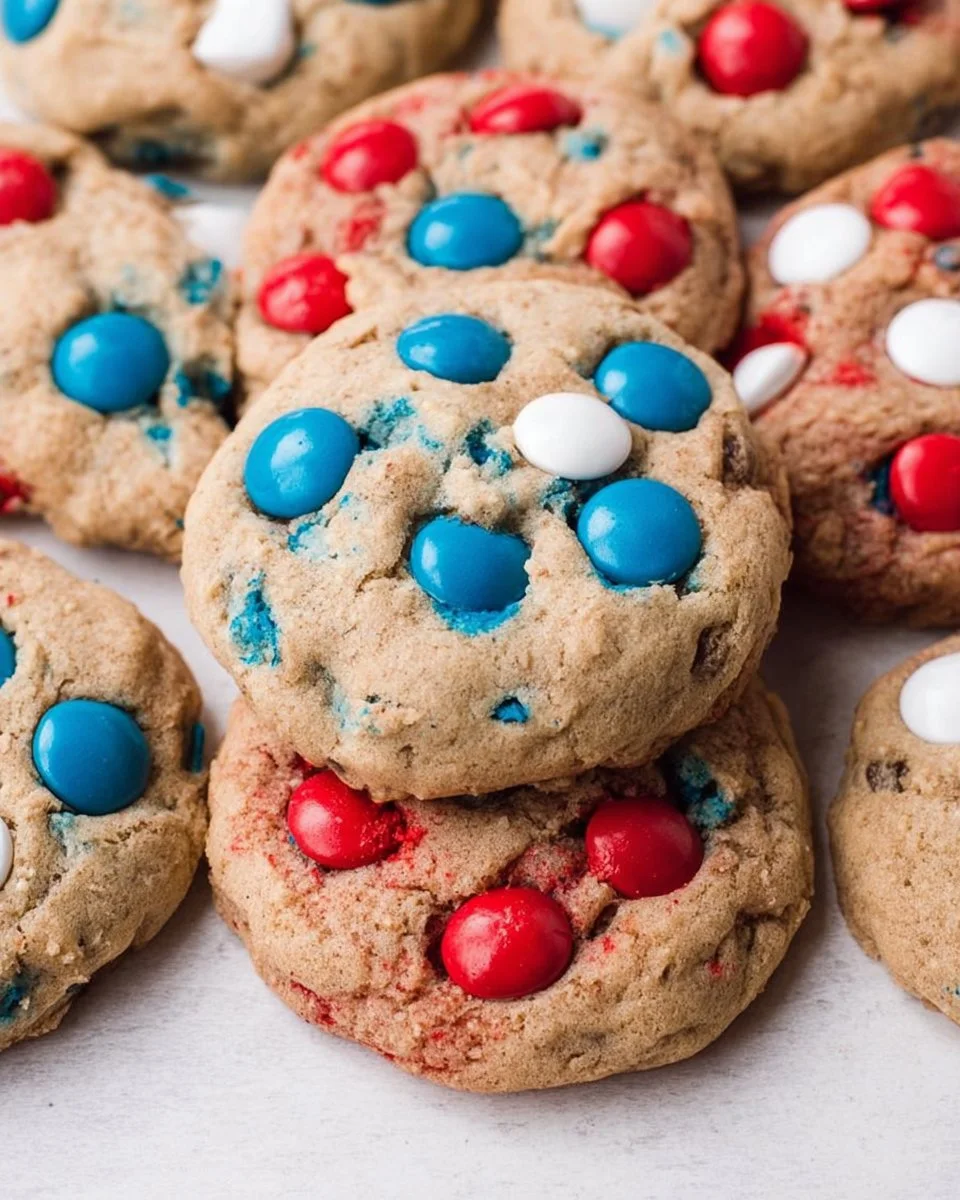 Delicious Red White Blue Cookies decorated for patriotic celebrations.