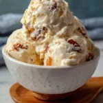 Delicious salted caramel cottage cheese ice cream in a bowl