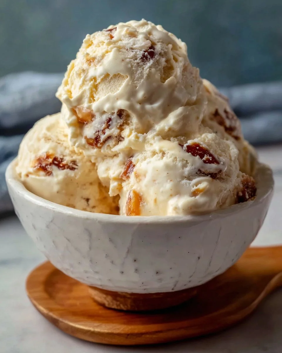 Delicious salted caramel cottage cheese ice cream in a bowl