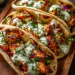 Sheet Pan Chicken Pitas ready to serve on a platter