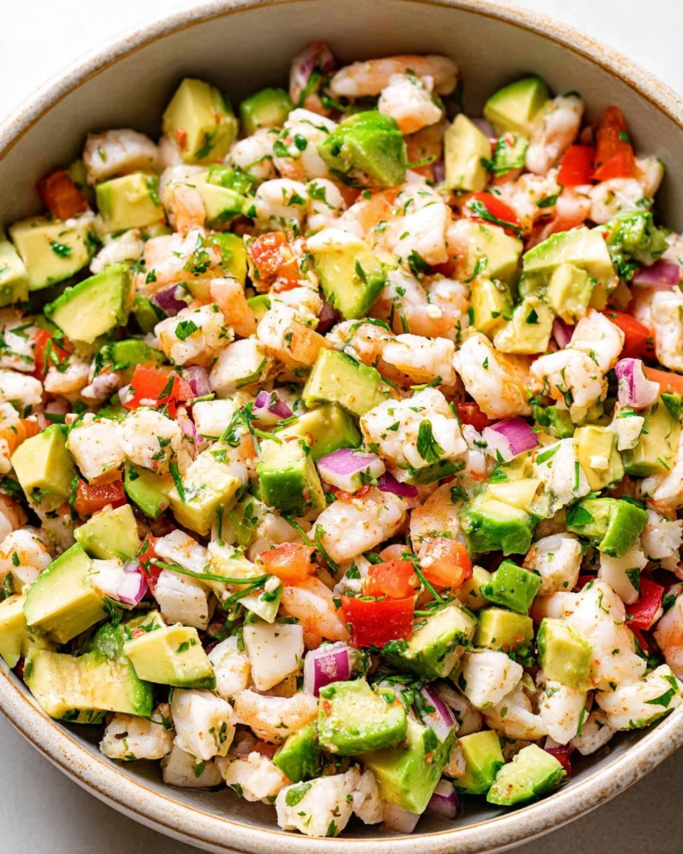 Heart-healthy shrimp ceviche with fresh vegetables and vibrant flavors